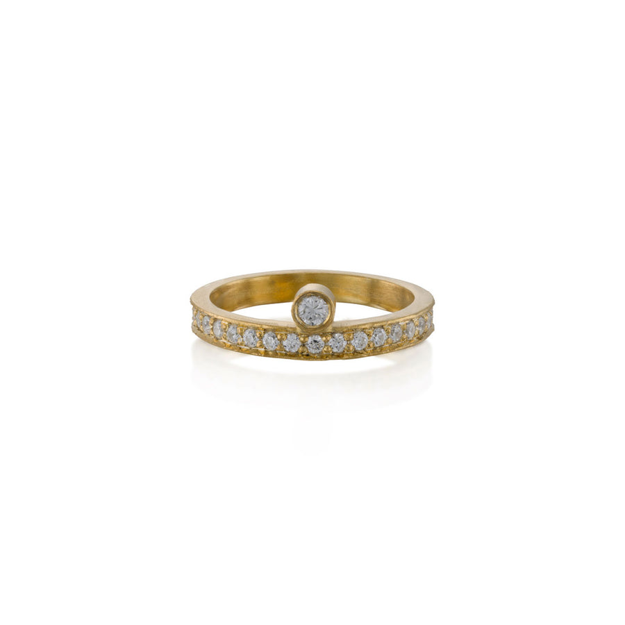 Diamond Solitaire with Pave Line Ring