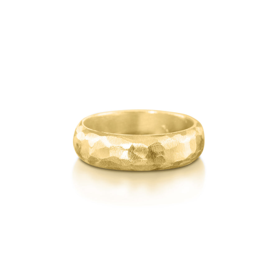 Wide Hammered Yellow Ring