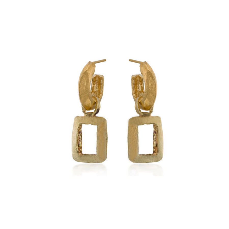 Hoop Earrings With Square Pendant