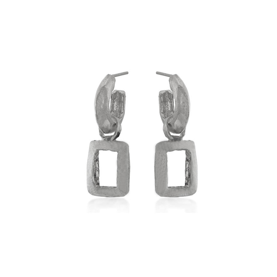 Hoop Earrings With Square Pendant