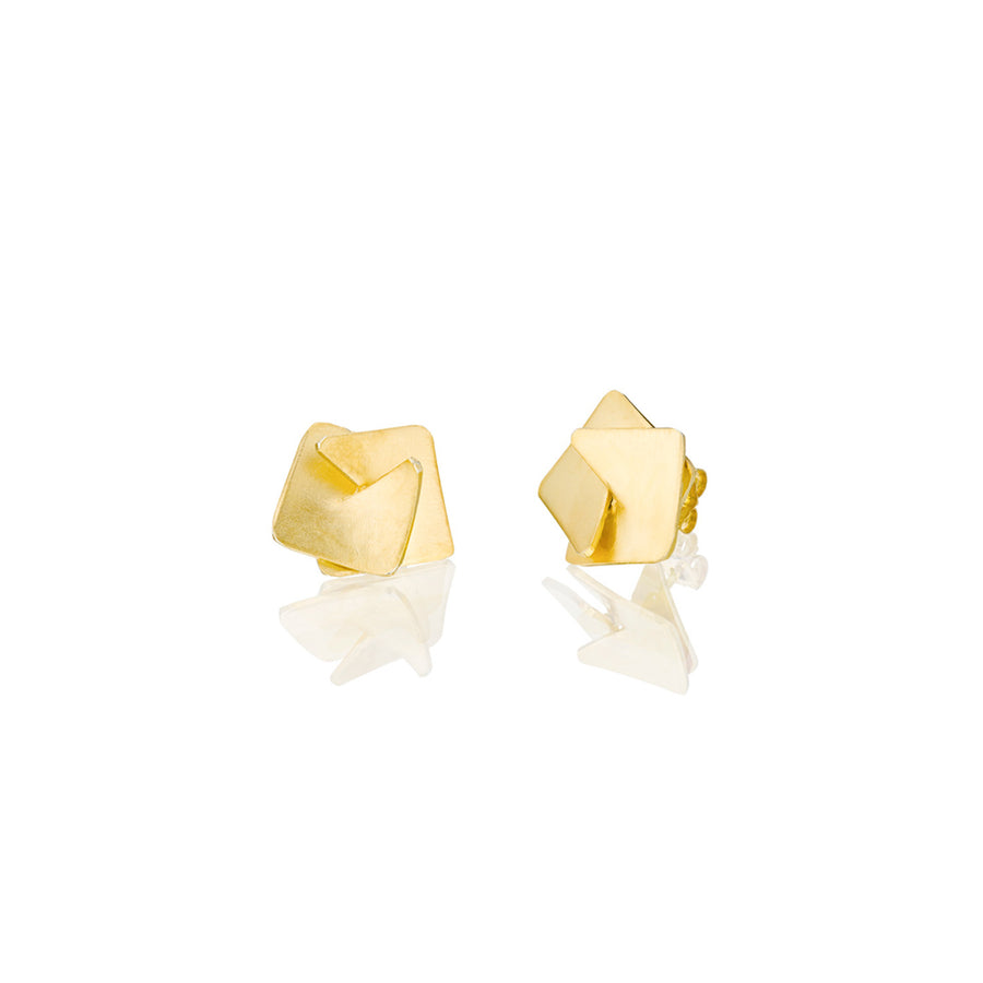 Origami Fold Stud Earrings Yellow