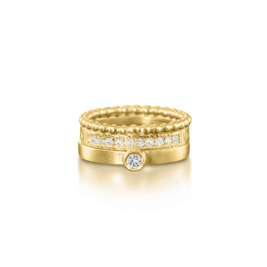 Diamond Pave Yellow Crown Ring with Solitaire Set