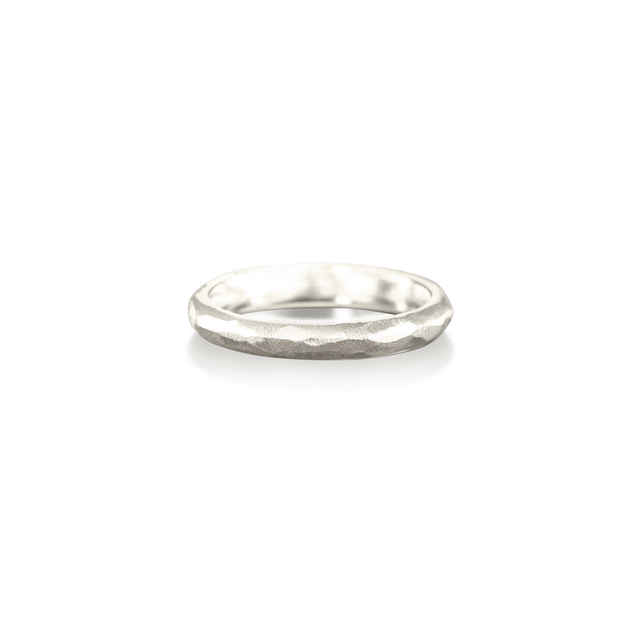 Hammered Faceted White Ring Band